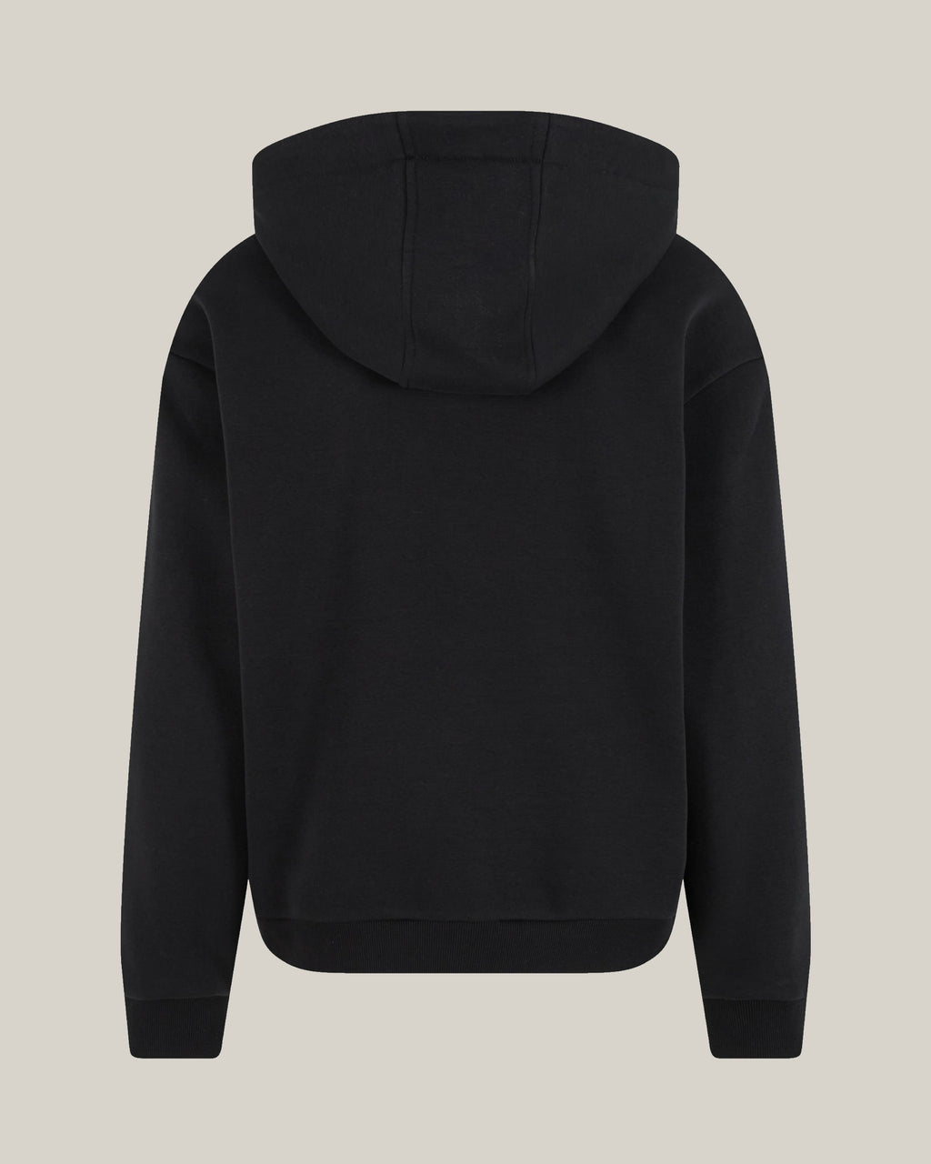 Sunday Hoodie in black, back view - REV10 oversized motorsport hoodie
