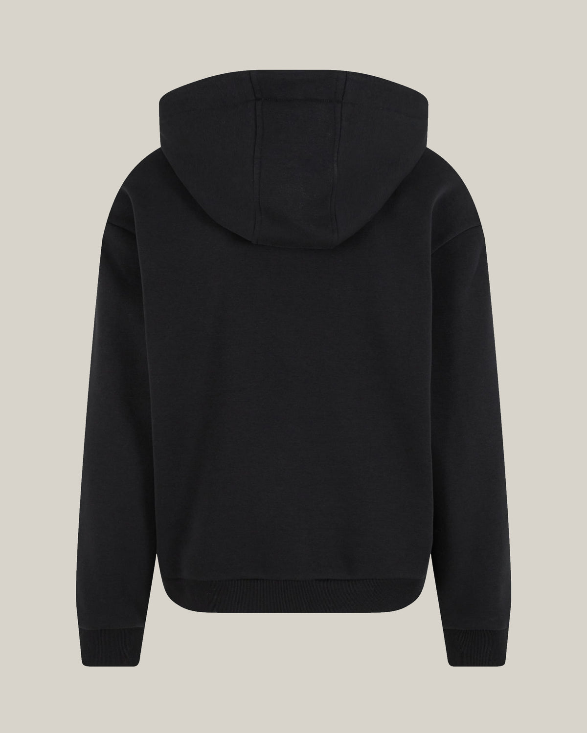 Sunday Hoodie in black, back view - REV10 oversized motorsport hoodie
