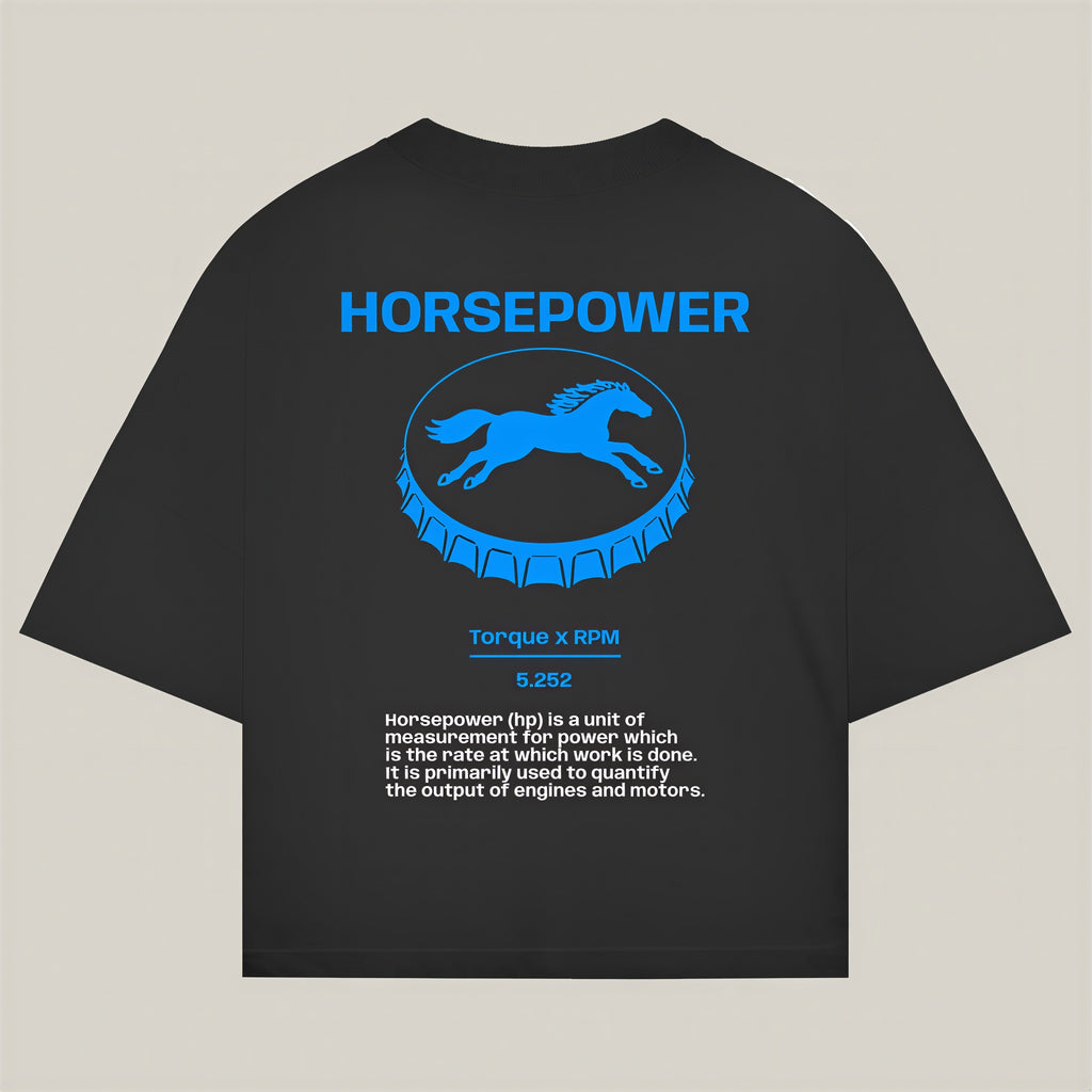 Horsepower Tee in black - REV10 oversized motorsport t-shirt