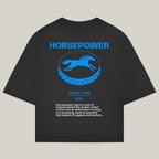 Horsepower Tee in black - REV10 oversized motorsport t-shirt