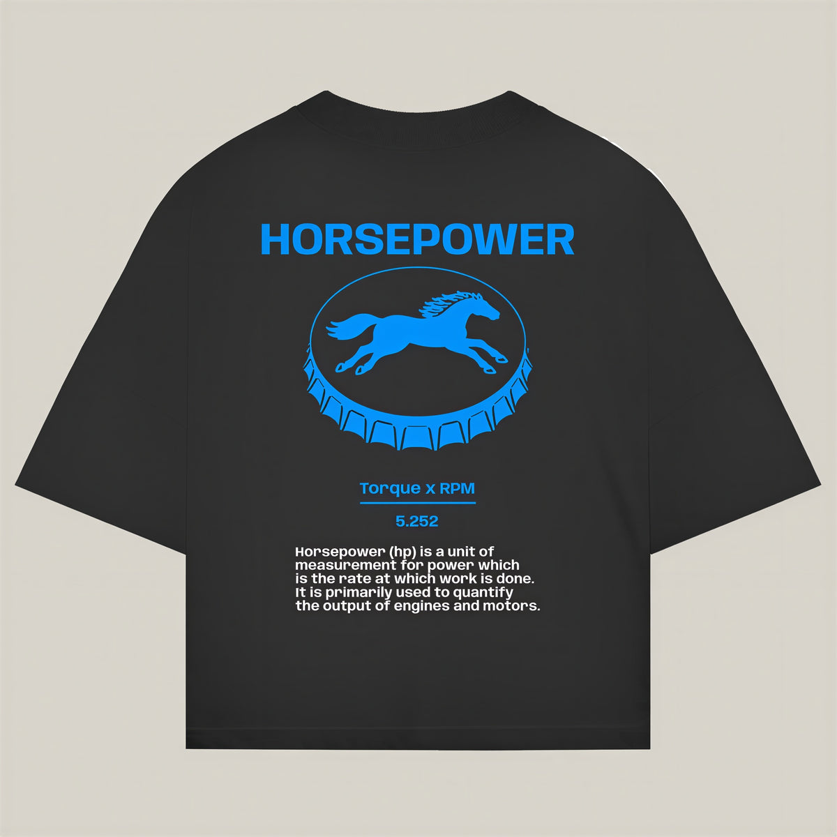 Horsepower Tee in black - REV10 oversized motorsport t-shirt