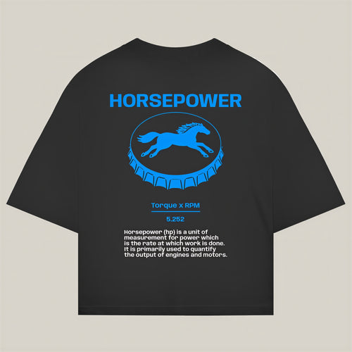 Horsepower Tee in black - REV10 oversized motorsport t-shirt