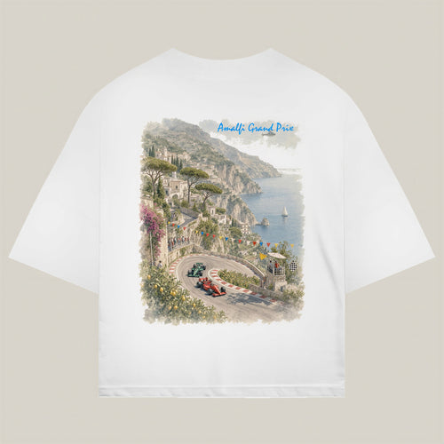 Amalfi Tee in white - REV10 oversized motorsport t-shirt