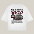 Glorious V10 Tee in white - REV10 oversized motorsport t-shirt