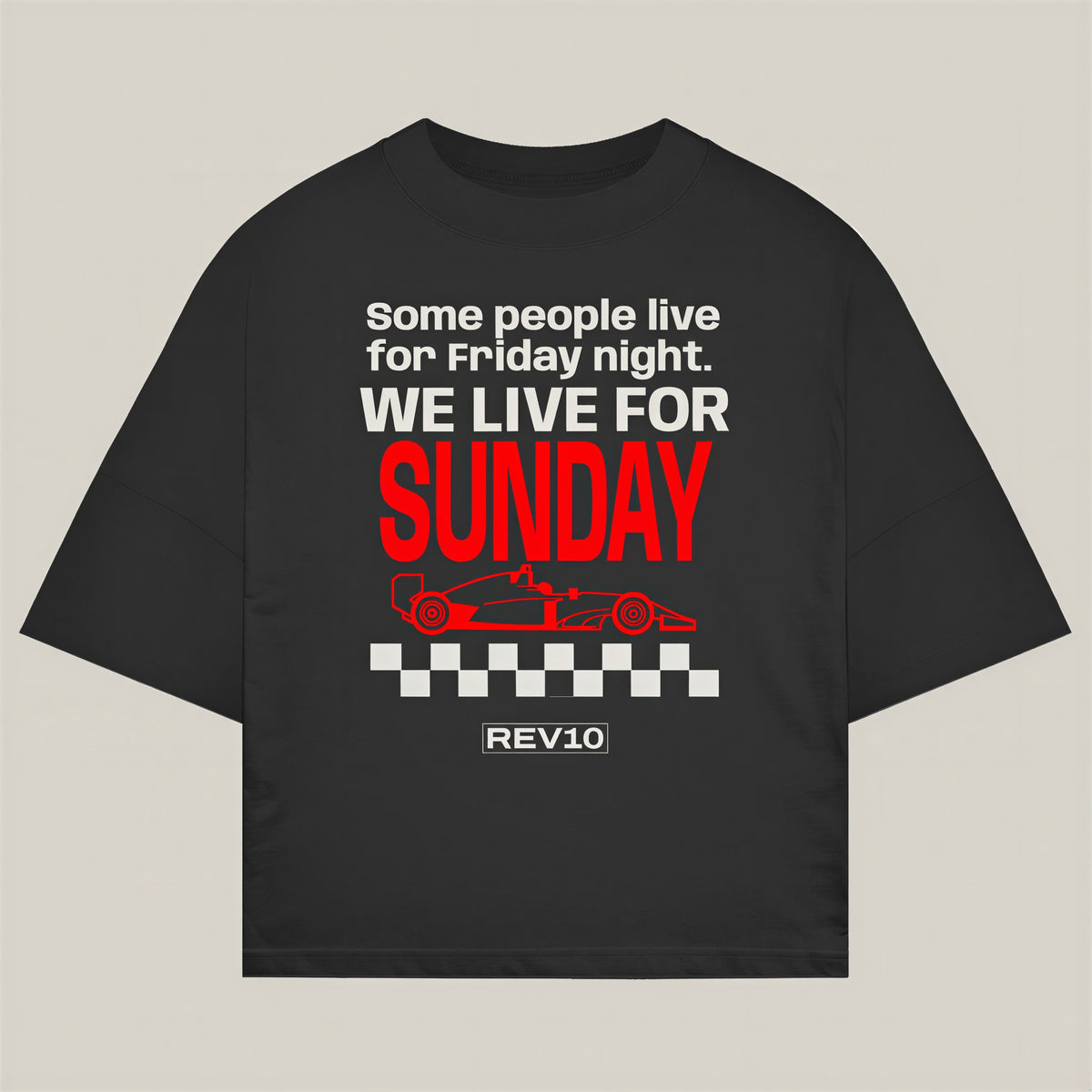 Sunday Tee, alternate colour - REV10 oversized motorsport t-shirt