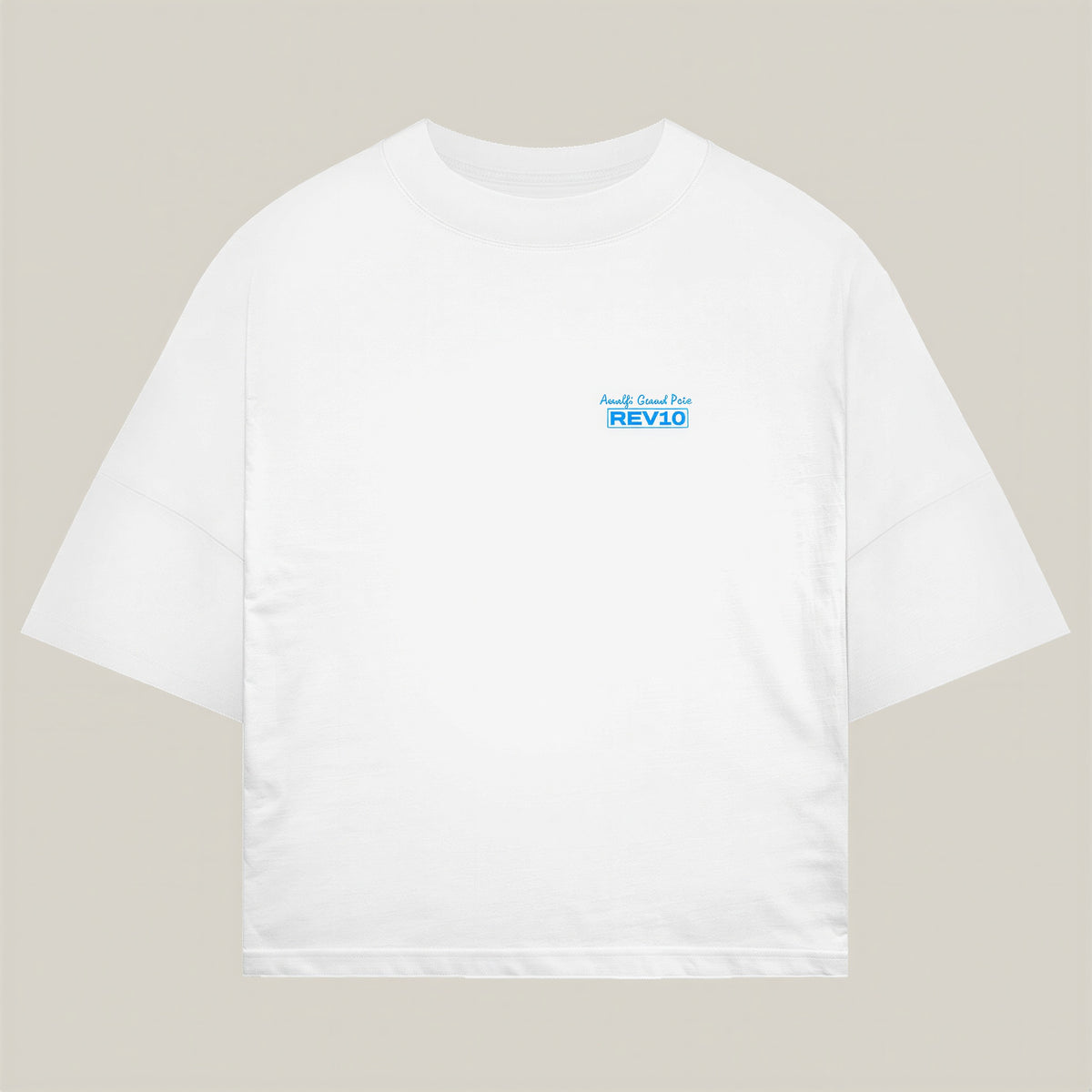 Amalfi Tee in white, alternate view - REV10 oversized motorsport t-shirt