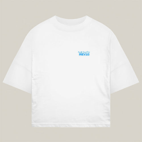 Amalfi Tee in white, alternate view - REV10 oversized motorsport t-shirt