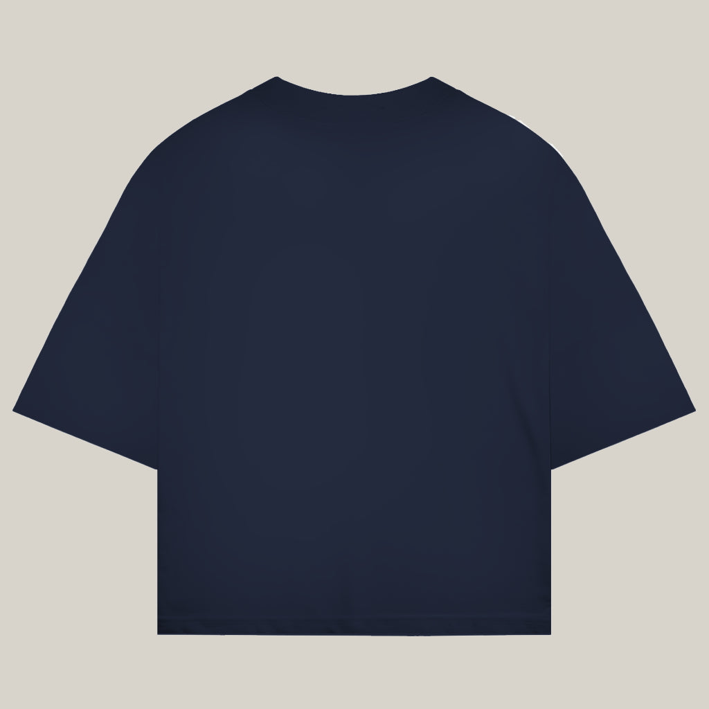 Race Day Tee in French navy, back view - REV10 oversized motorsport t-shirt