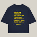 Race Day Tee in French navy, front view - REV10 oversized motorsport t-shirt