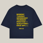 Race Day Tee in French navy, front view - REV10 oversized motorsport t-shirt